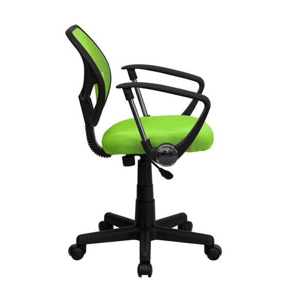 Mid-Back Green Mesh Swivel Task Chair With Arms