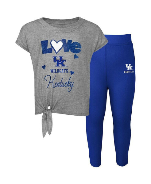 Toddler Boys and Girls Heathered Gray, Royal Kentucky Wildcats Forever Love Team T-shirt and Leggings Set