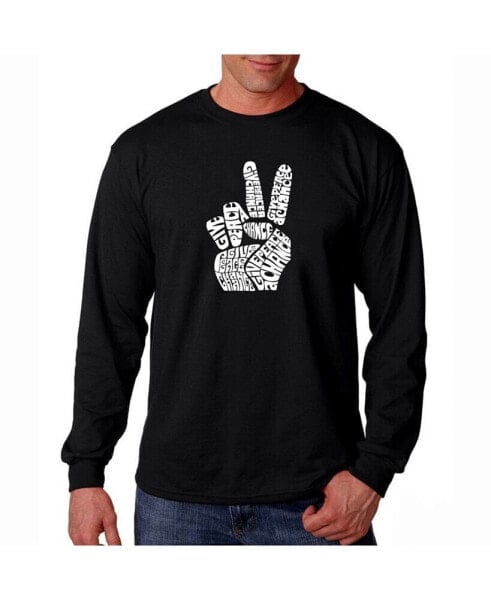 Men's Word Art Long Sleeve T-Shirt - Peace Fingers