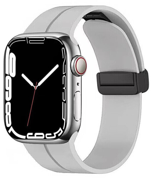 Silikonový řemínek s magnetickou sponou pro Apple Watch 42/44/45/49 mm - Grey