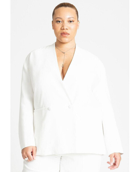 Plus Size Clean Relaxed Double Breasted Blazer