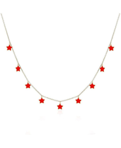 Coral Star Dangle Necklace 14K Gold