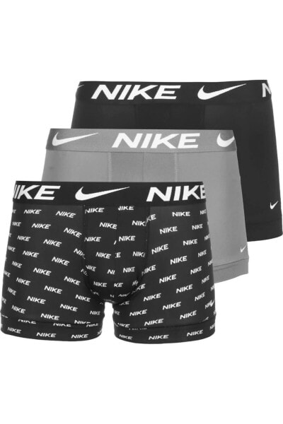 Трусы мужские Nike Boxer с логотипом и эластичной лентой, подходят для ежедневного использования, черно-серые-черные 0000Ke1156-9Sc