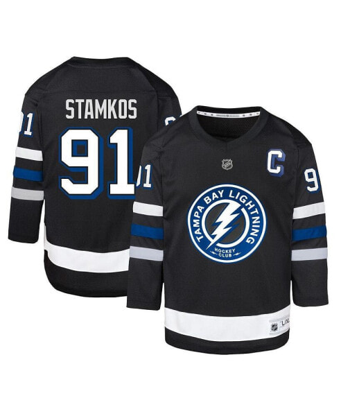 Черная футболка для малышей Tampa Bay Lightning OuterStuff Steven Stamkos Replica Jersey