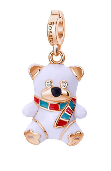 Cute bronze pendant Christmas teddy bear Storie RZLE071