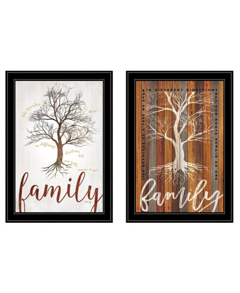 Family Tree/ Roots 2-Piece Vignette by Marla Rae, Black Frame, 15" x 21"