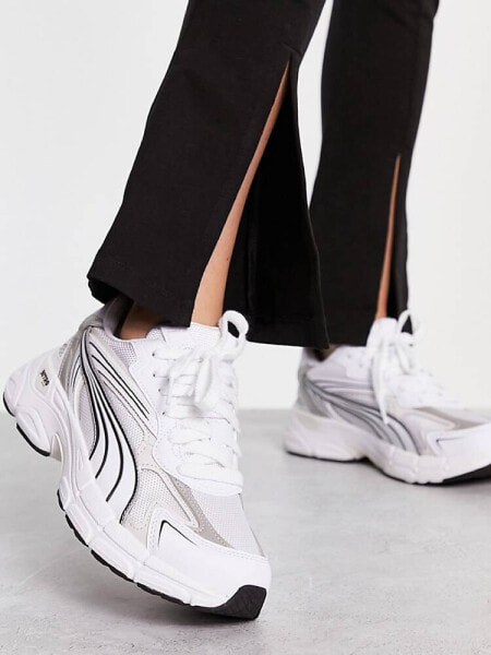 Puma Teveris Nitro trainers in white and silver