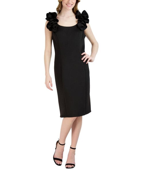 Women's Ruffled-Shoulder Sleeveless Dress