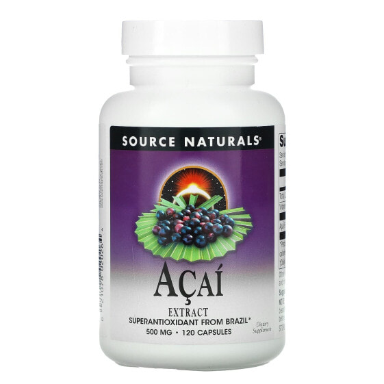 Source Naturals, экстракт асаи, 500 мг, 120 капсул