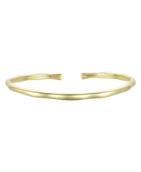 14K Gold Plated Thin Cuff Adjustable Bangle Bracelet
