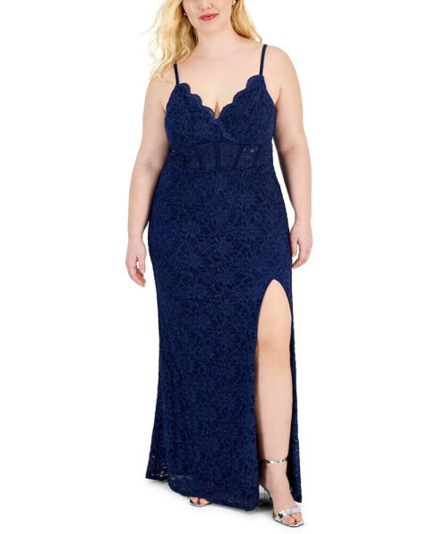 Trendy Plus Size Lace Bodycon Gown