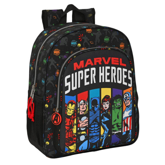 School Bag The Avengers Super heroes Black (32 x 38 x 12 cm)