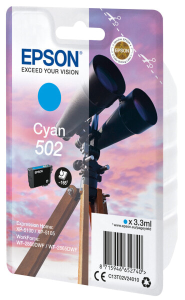 Epson Singlepack Cyan 502 Ink - Standard Yield - 3.3 ml - 165 pages - 1 pc(s)