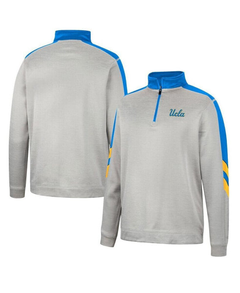 Куртка мужская с кварталной застежкой на молнию Colosseum серо-голубая UCLA Bruins Bushwood (Fleece)