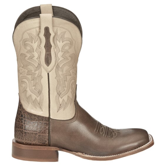 Tony Lama Jinglebob Embroidered Square Toe Cowboy Mens Beige, Brown Casual Boot