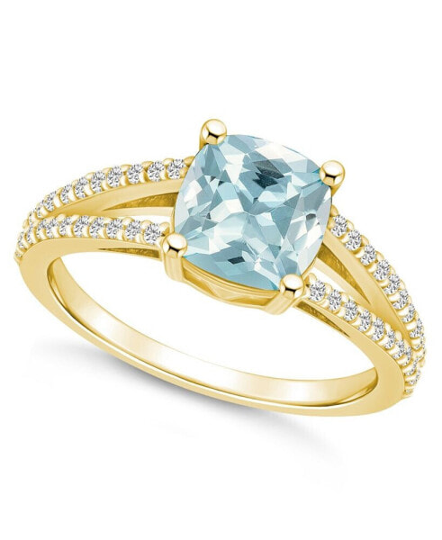 Aquamarine and Diamond Accent Ring in 14K Yellow Gold