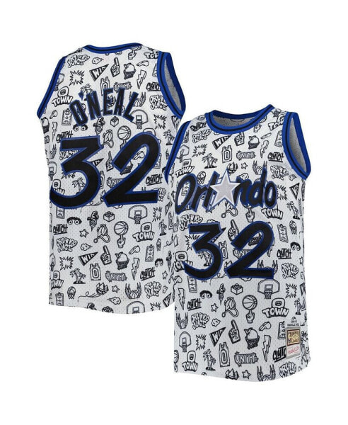 Men's Shaquille O'Neal White Orlando Magic 1994-95 Hardwood Classics Doodle Swingman Jersey