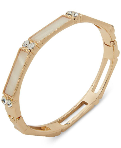 Gold-Tone Pavé & Mother-of-Pearl Bangle Bracelet