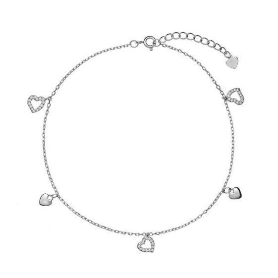 Silver leg bracelet with hearts AJNH0007