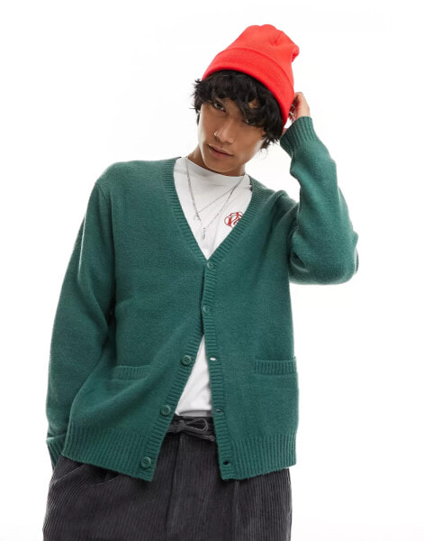 Vans havenwood knitted cardigan in dark green