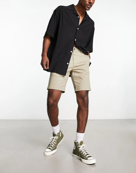 Ben Sherman slim fit stretch chino short in tan