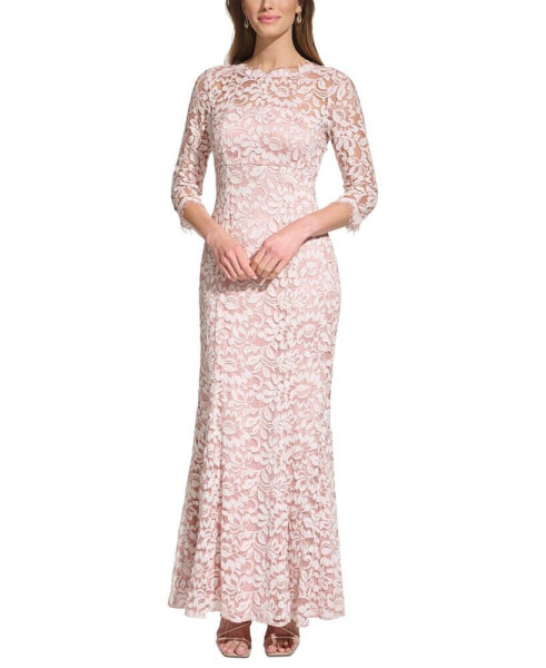 Women's Lace 3/4-Sleeve Mermaid Gown