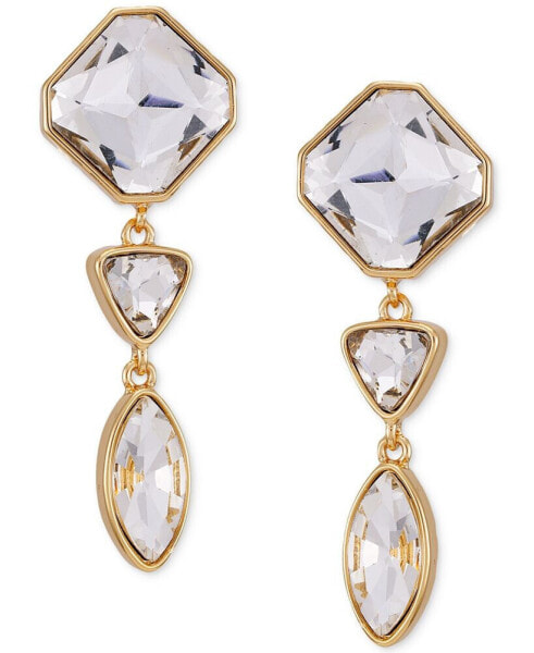 Gold-Tone Crystal Linear Drop Earrings