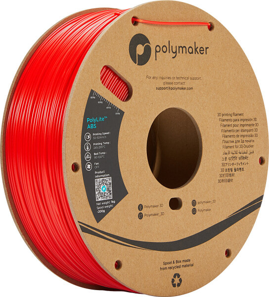 Polymaker E01004 - Filament - PolyLite ABS 1.75 mm - 1 kg - rot