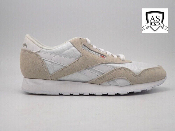 REEBOK Classic Nylon Faux Suede White Light Gray Shoes Men's Sizes Sneakers 6390