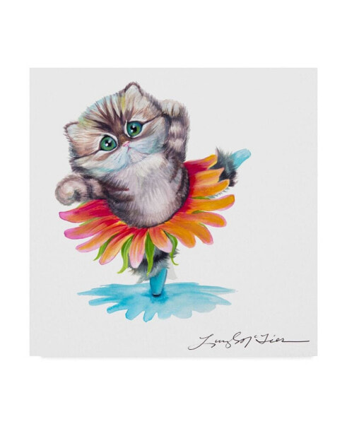 Lucy P. Mctier 'Kitten Ballerina Daisy Flower Dance Persian Cat' Canvas Art - 24" x 24"