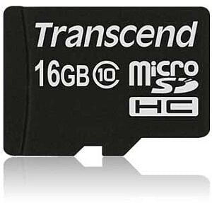 Transcend microSDXC/SDHC Class 10 16GB - 16 GB - MicroSDHC - Class 10 - NAND - 90 MB/s - Black