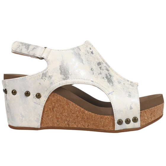 Corkys Carley Metallic Wedge Womens Silver, White Casual Sandals 30-5316-WHME
