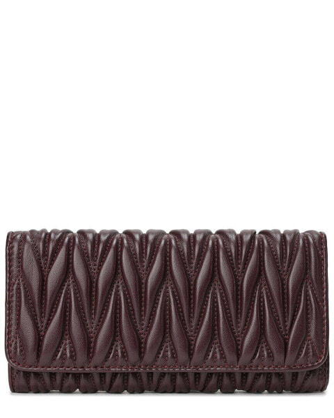 Tiffany & Fred Paris Pleated Leather Wallet Women's Purple