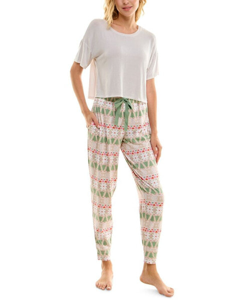 Women's Printed Drawstring Jogger Pajama Pants