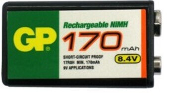 GP Battery 8.4V Ni-MH - Rechargeable battery - Nickel-Metal Hydride (NiMH) - 8.4 V - 1 pc(s) - 170 mAh - Black,Green,White