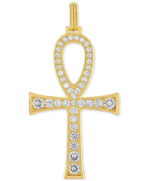 Cubic Zirconia Ankh Pendant in 14k Gold-Plated Sterling Silver, Created for Macy's