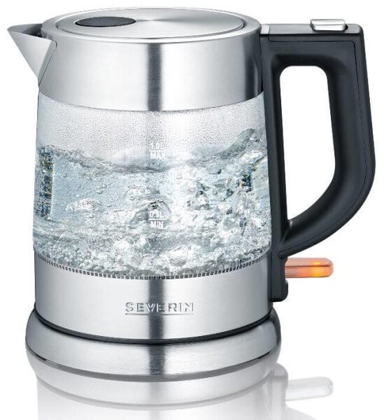 Электрический чайник Severin WK 3468 - 1 л - 2200 Вт - Черный - Нержавеющая сталь - Прозрачный - Индикатор уровня воды - Защита от перегрева