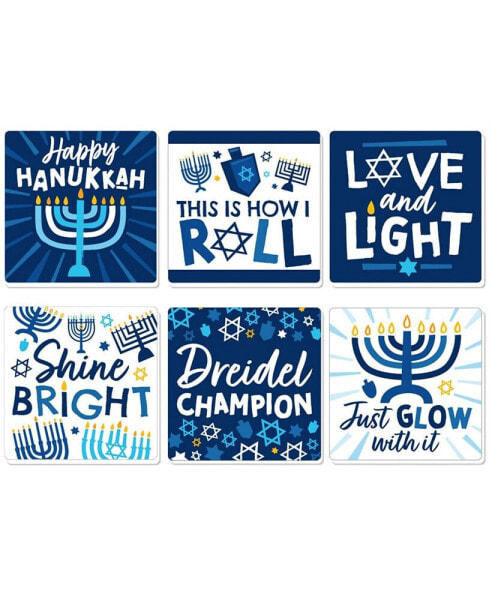 Hanukkah Menorah Chanukah Holiday Party Decorations Drink Coasters 6 Ct