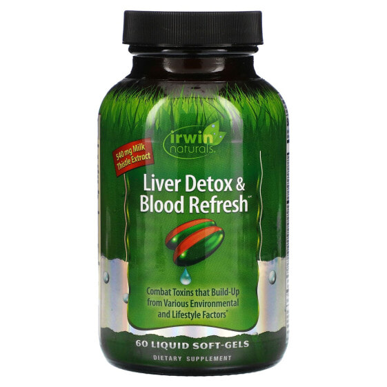 Irwin Naturals, Liver Detox & Blood Refresh, добавка для очистки печени и крови, 60 капсул с жидкостью