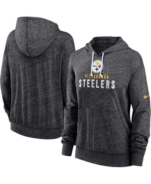 Women's Black Pittsburgh Steelers Gym Vintage-Like Lightweight Hooded Top