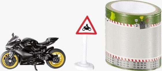 Игрушка набор Siku мотоцикл + трасса + знак "Внимание мотоцикл"