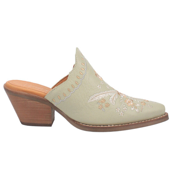 Dingo Wildflower Floral Embroidered Round Toe Mule Booties Womens Green Casual B