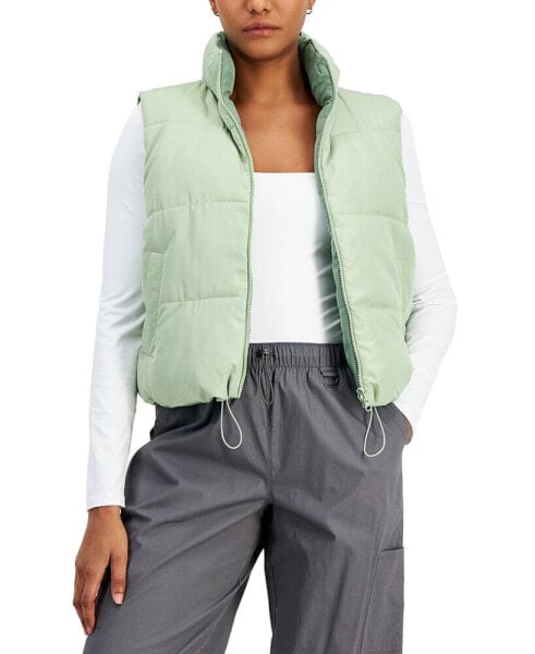 Juniors' Reversible Zip-Front Puffer Vest