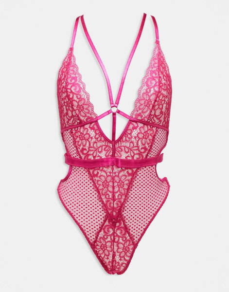 Ann Summers Obession ouvert lace and mesh body in pink