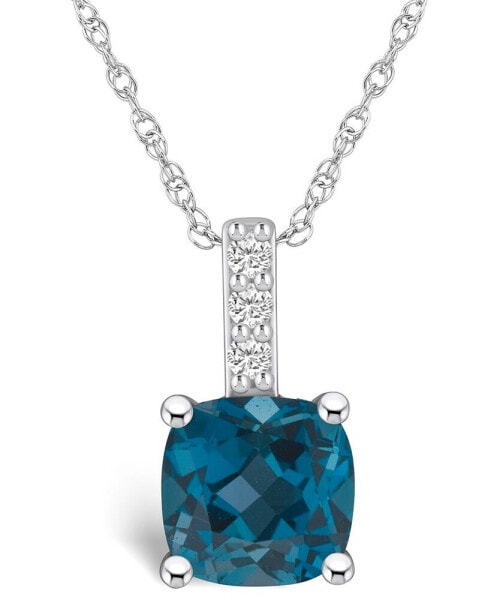 London Blue Topaz (2-3/4 Ct. T.W.) and Diamond Accent Pendant Necklace in 14K White Gold
