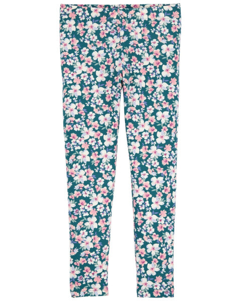 Kid Floral Print Stretch Leggings 14