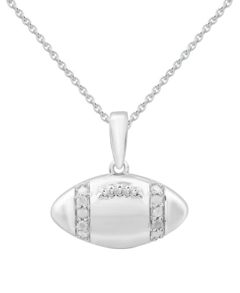 Diamond Football 18" Pendant Necklace (1/10 ct. t.w.) in Sterling Silver