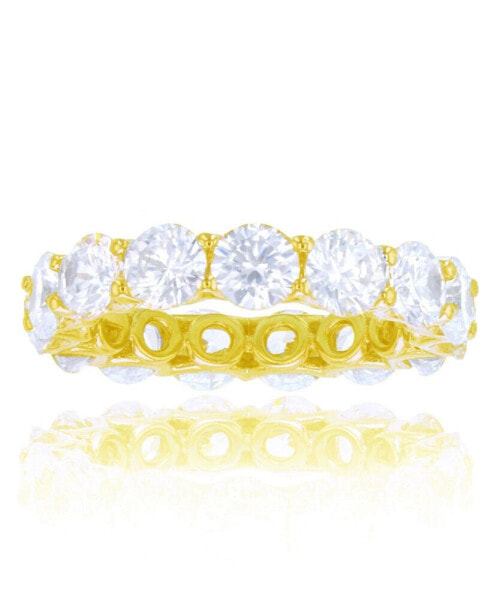 White Cubic Zirconia Eternity Band in 14k Yellow Gold Plated Sterling Silver