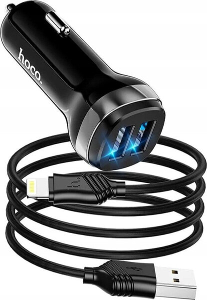 Ładowarka Hoco HOCO ładowarka samochodowa 2x USB + kabel USB A do iPhone Lightning 8-pin 2,4A Z40 czarna