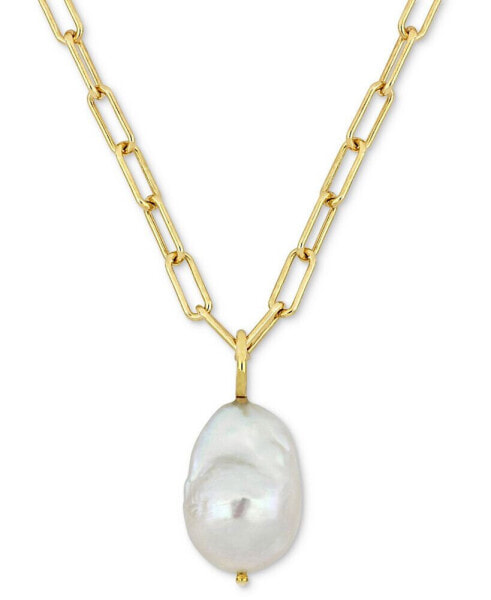 Macy's cultured Freshwater Baroque Pearl (13-14mm) Solitaire 18" Pendant Necklace in 18k Gold-Plated Sterling Silver